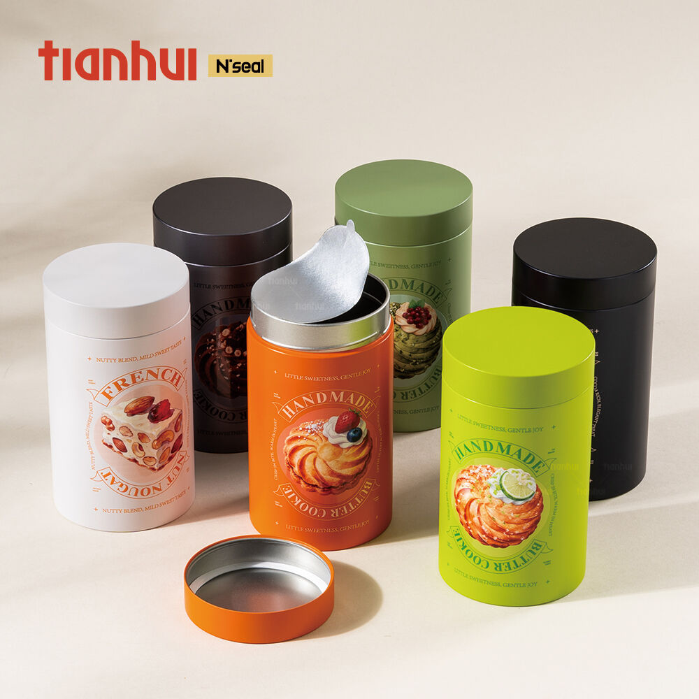 Llaunes cilíndriques verdes de matcha Tianhui segures per a l’alimentació, per a l’envàs de xocolata i galetes