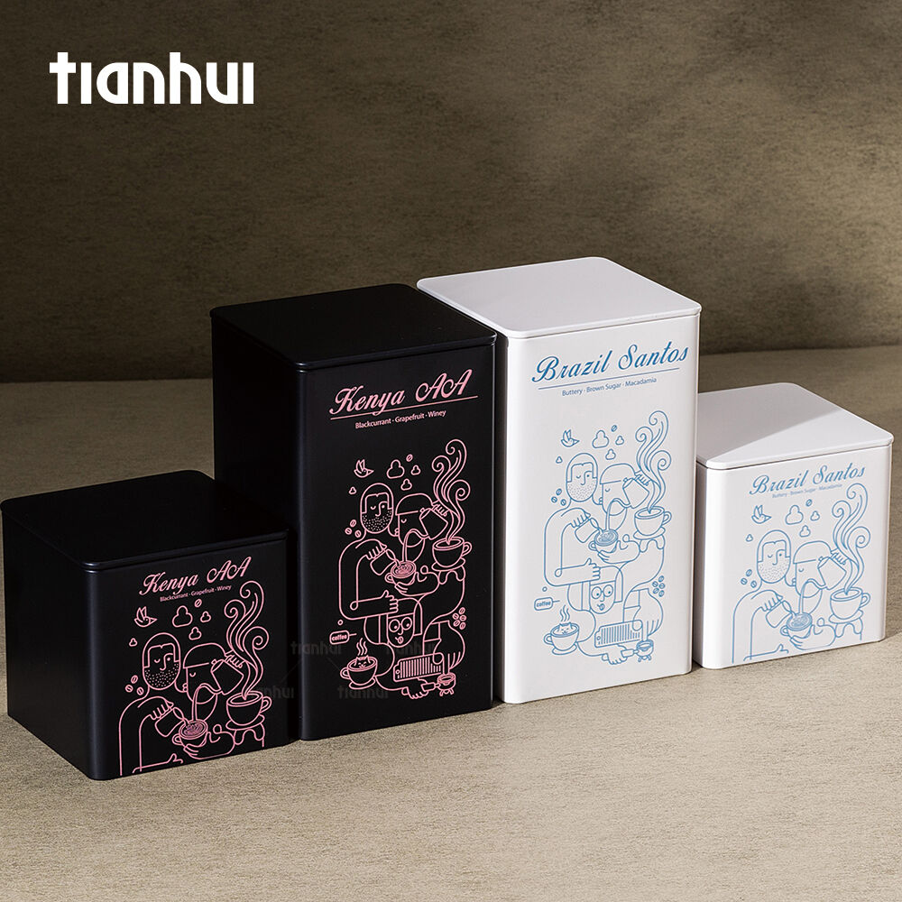 Tianhui kleine quadratische Metalldose zur individuellen Gestaltung für Kaffee- und Keksverpackung