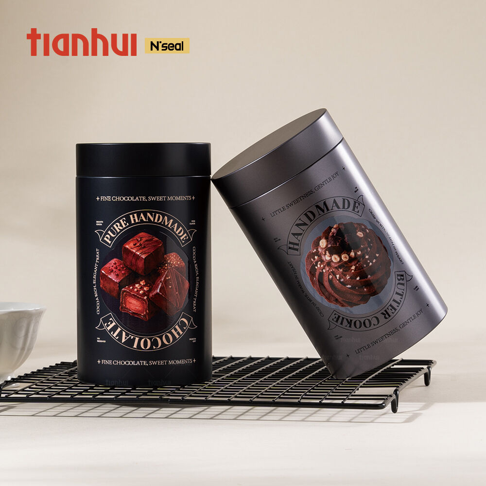 Llaunes cilíndriques verdes de matcha Tianhui segures per a l’alimentació, per a l’envàs de xocolata i galetes
