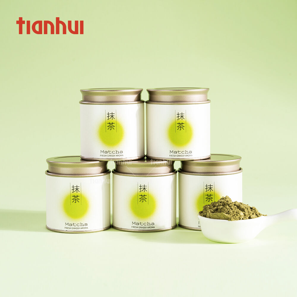 Kanistrat e Tianhui për Matcha, Kanistra të Vogla Rrethore dhe të Mbyllura me Lidhëse të Dyfishtë për Pulverin e Matchas