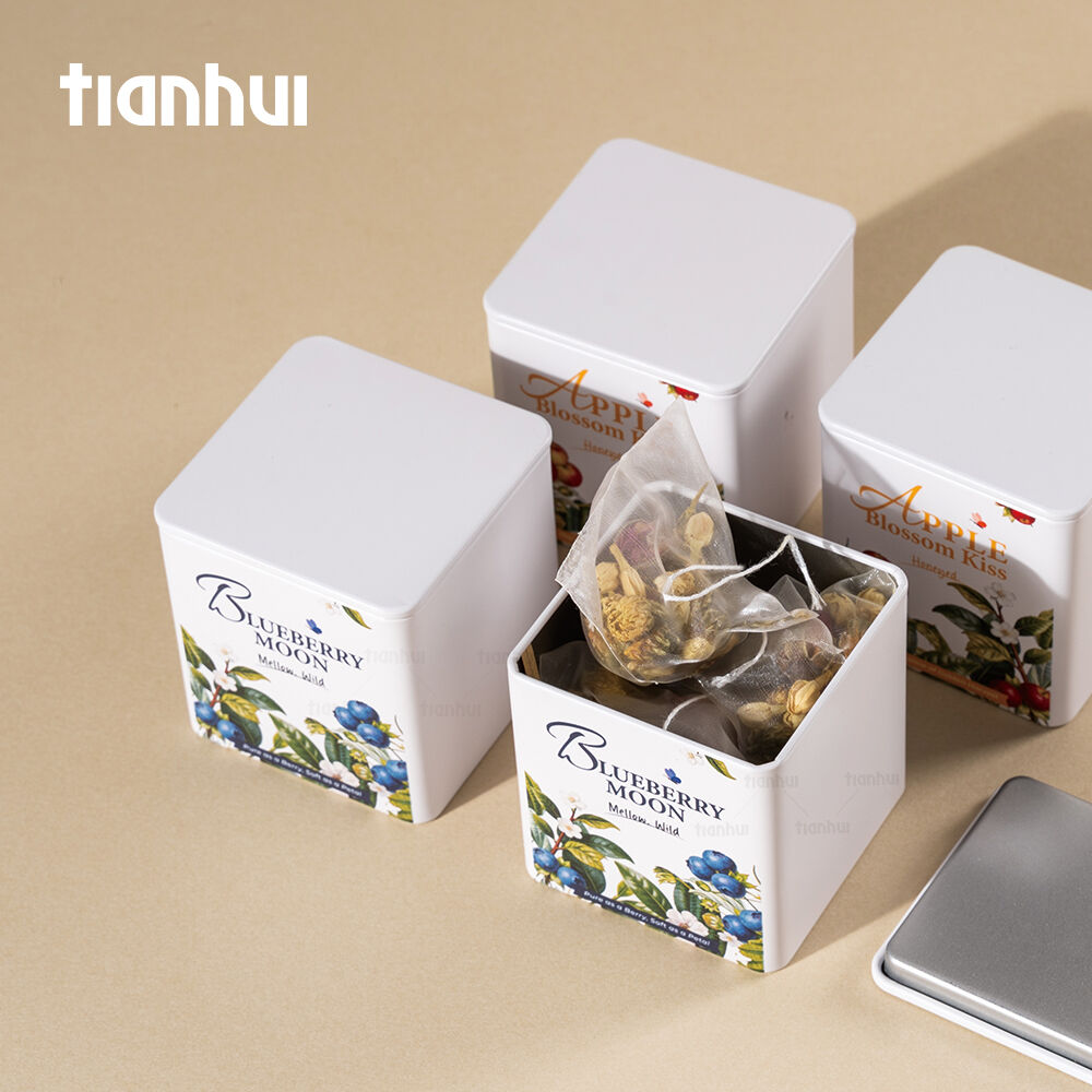 علب معدنية لميدان تيانهوي مع طباعة أشعة فوق بنفسجية لتغليف الشاي السائب