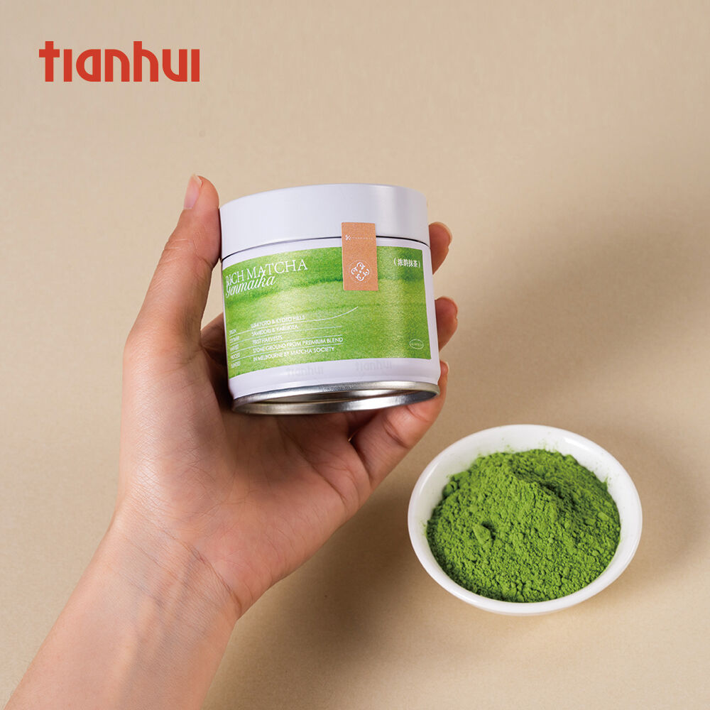 Tianhui-Lebensmittel-sichere kleine versiegelbare Blechdose mit luftdichtem Schraubdeckel für die Verpackung von Matcha-Pulver, individuell bedruckt