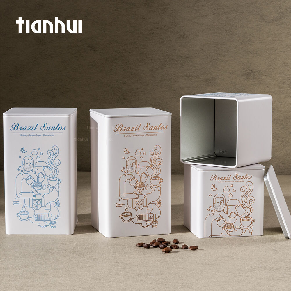 Многоразовые квадратные жестяные коробки Tianhui — индивидуальная упаковка для хранения кофе