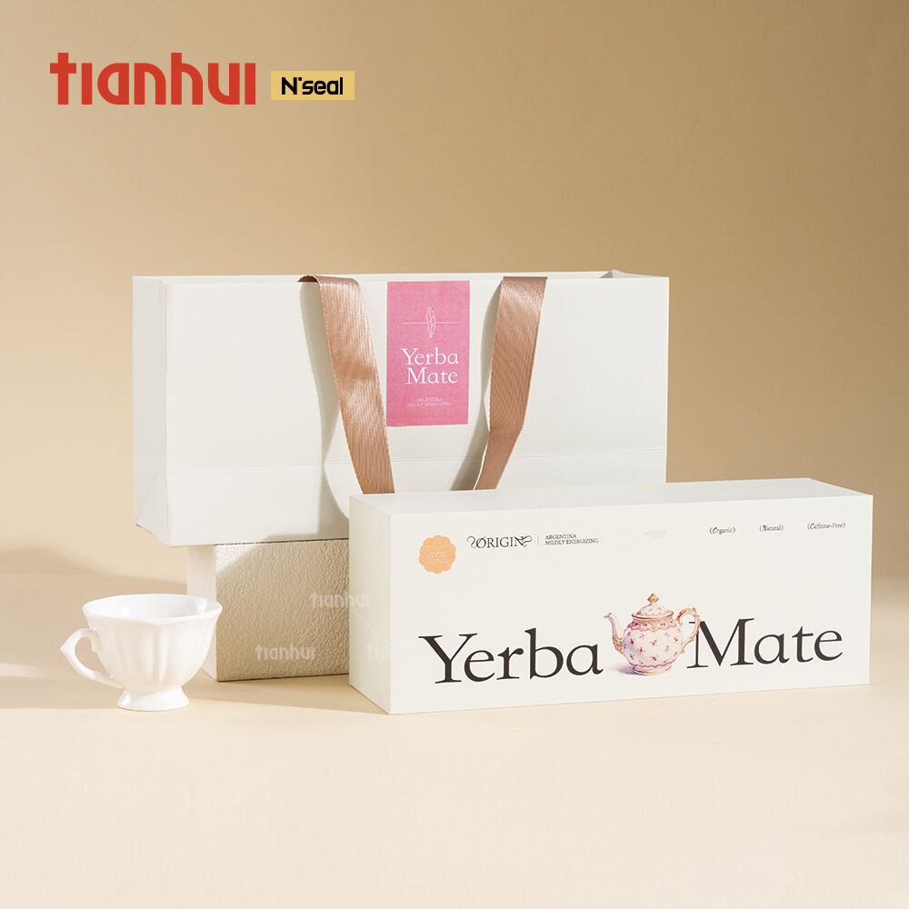 Caja rectangular de cartón Tianhui con botes metálicos herméticos para juego de regalo de almacenamiento de yerba mate