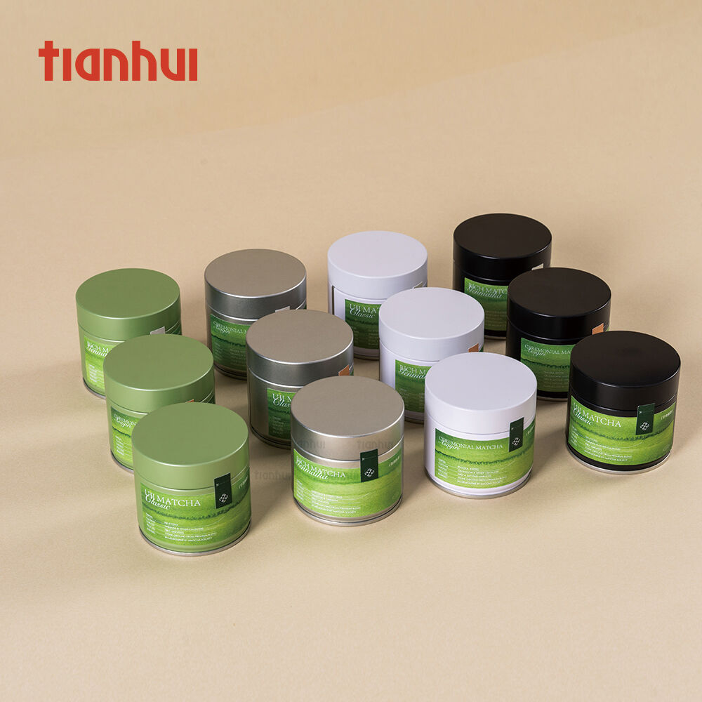 Tianhui-Lebensmittel-sichere kleine versiegelbare Blechdose mit luftdichtem Schraubdeckel für die Verpackung von Matcha-Pulver, individuell bedruckt
