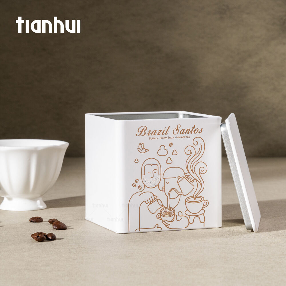 Tianhui kleine quadratische Metalldose zur individuellen Gestaltung für Kaffee- und Keksverpackung