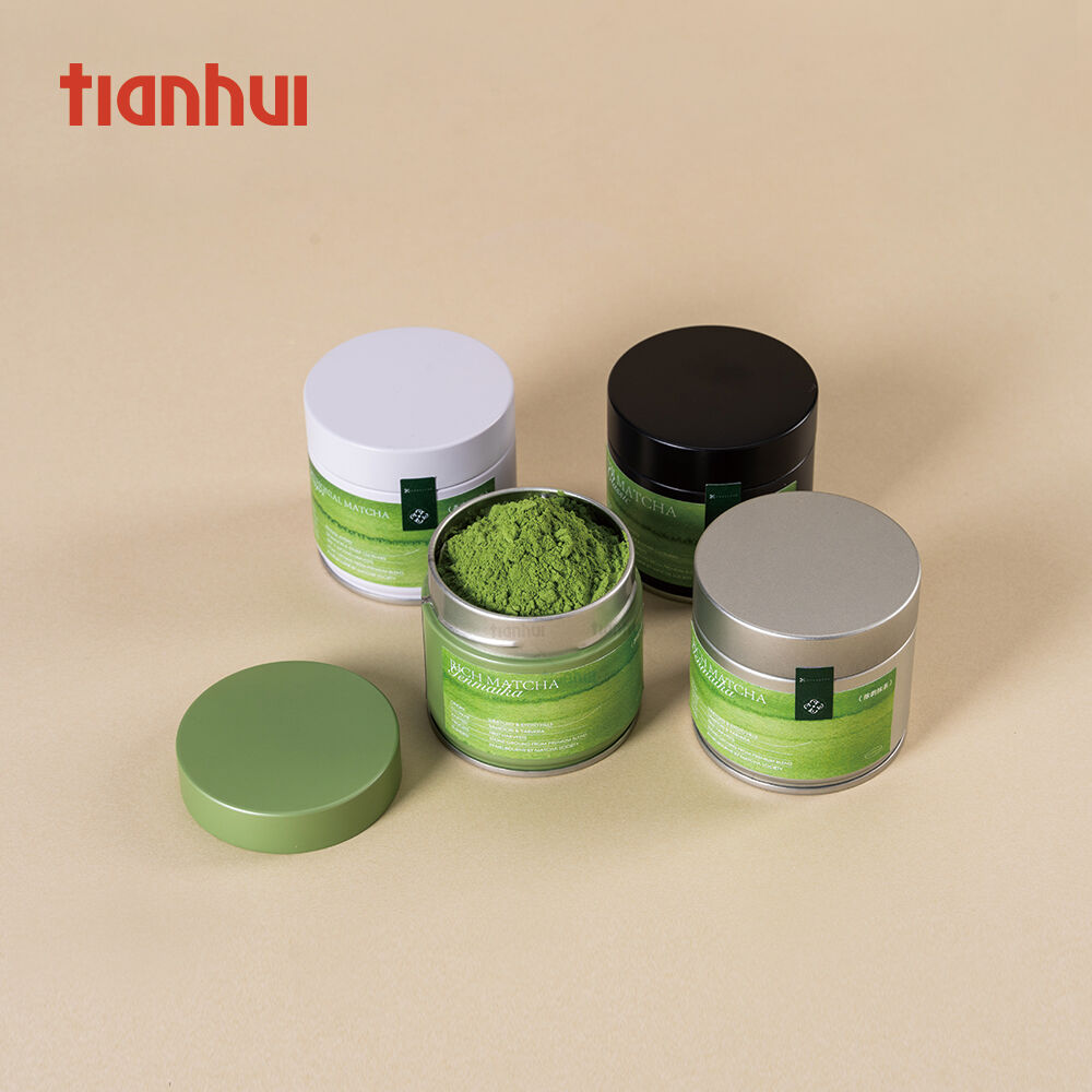 Tianhui-Lebensmittel-sichere kleine versiegelbare Blechdose mit luftdichtem Schraubdeckel für die Verpackung von Matcha-Pulver, individuell bedruckt