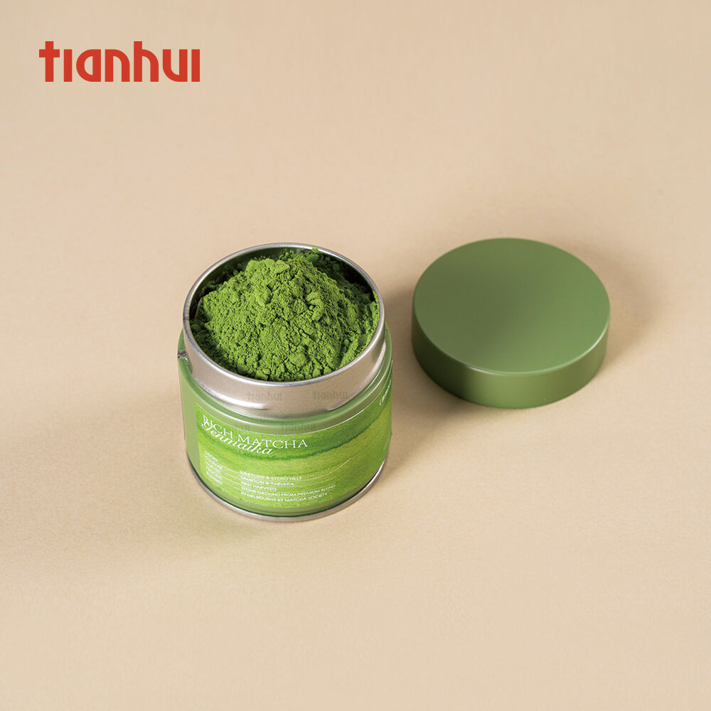 Tianhui-Lebensmittel-sichere kleine versiegelbare Blechdose mit luftdichtem Schraubdeckel für die Verpackung von Matcha-Pulver, individuell bedruckt
