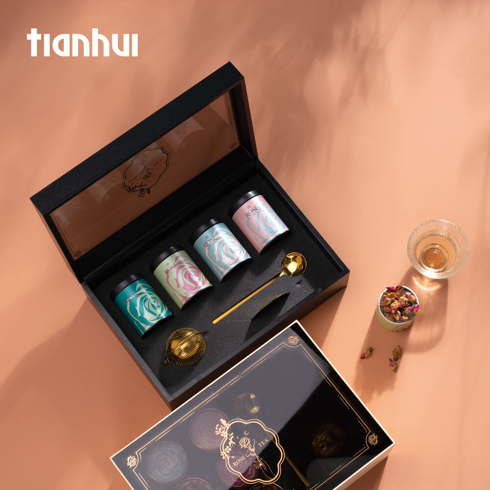 Tianhui Rose Tea Gift Box Customized Empty Paper Box Luxury Flower Tea Box Gift Set Packaging