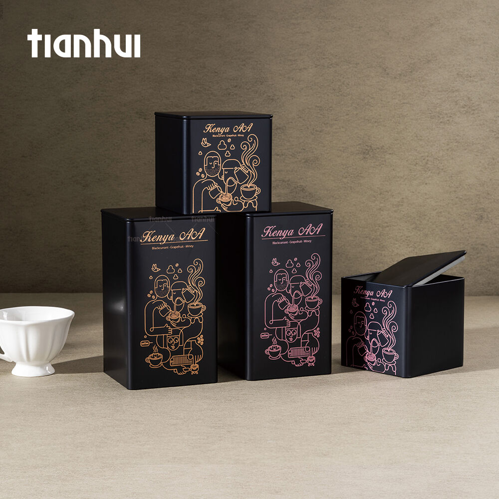Многоразовые квадратные жестяные коробки Tianhui — индивидуальная упаковка для хранения кофе