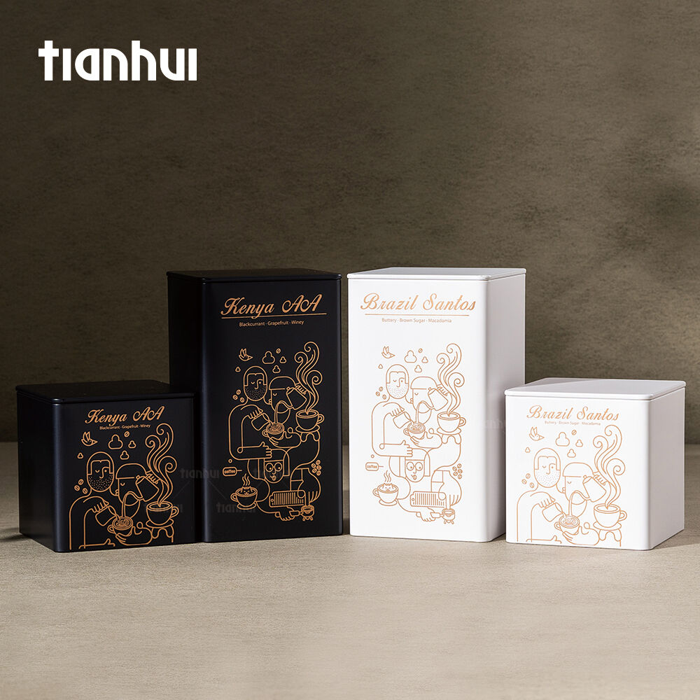 Tianhui wiederverwendbare quadratische Blechdosen – individuelle Verpackungsdosen für Kaffeeaufbewahrung