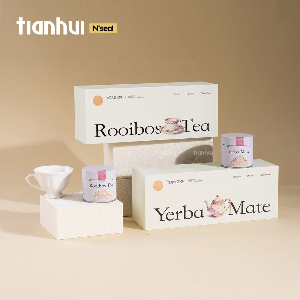 Caja rectangular de cartón Tianhui con botes metálicos herméticos para juego de regalo de almacenamiento de yerba mate