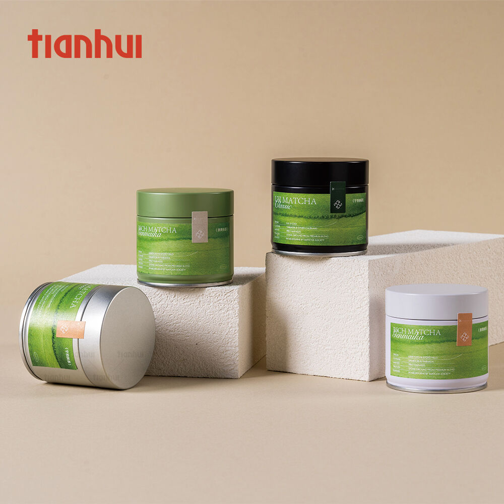 Tianhui-Lebensmittel-sichere kleine versiegelbare Blechdose mit luftdichtem Schraubdeckel für die Verpackung von Matcha-Pulver, individuell bedruckt