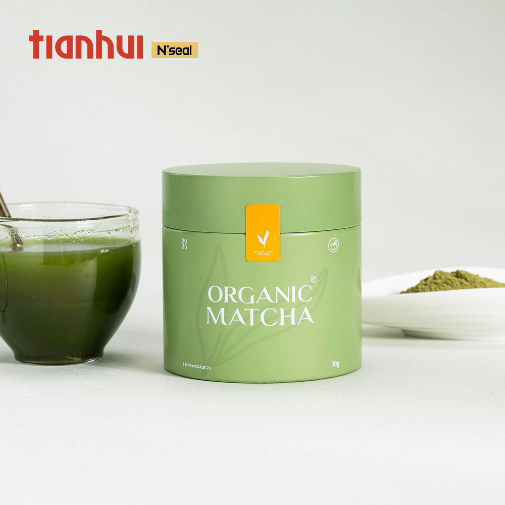 Tianhui Boîte Ronde Vide Hermétique en Tôle pour 100g de Poudre de Matcha
