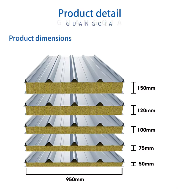 gq corrugated sandwich panels roof sheet fireproof insulated rock wool sandwich panels-1