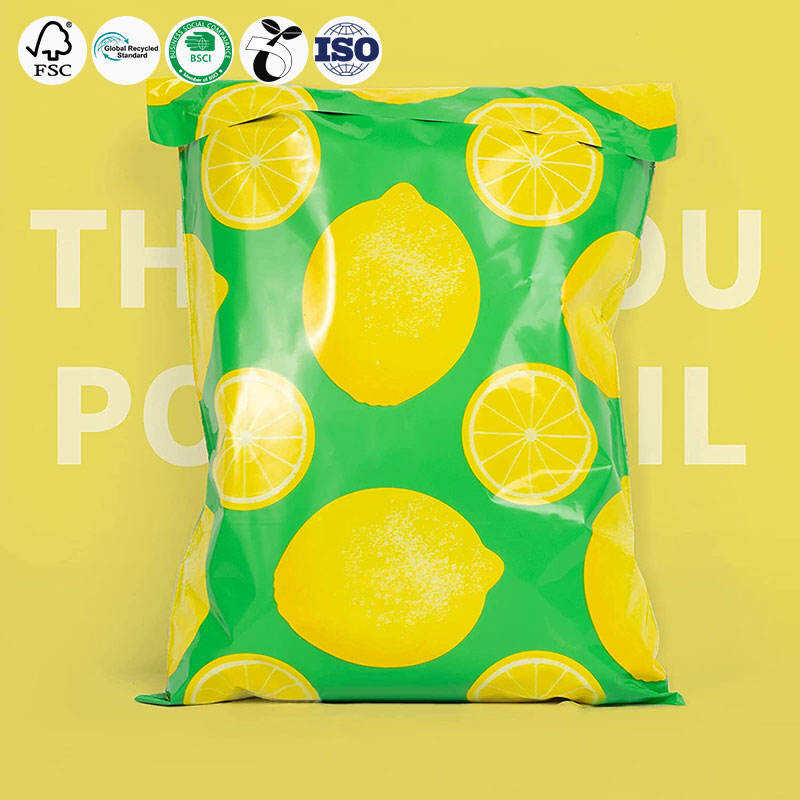 Green Biodegradable Mailing Bags Lemon Design