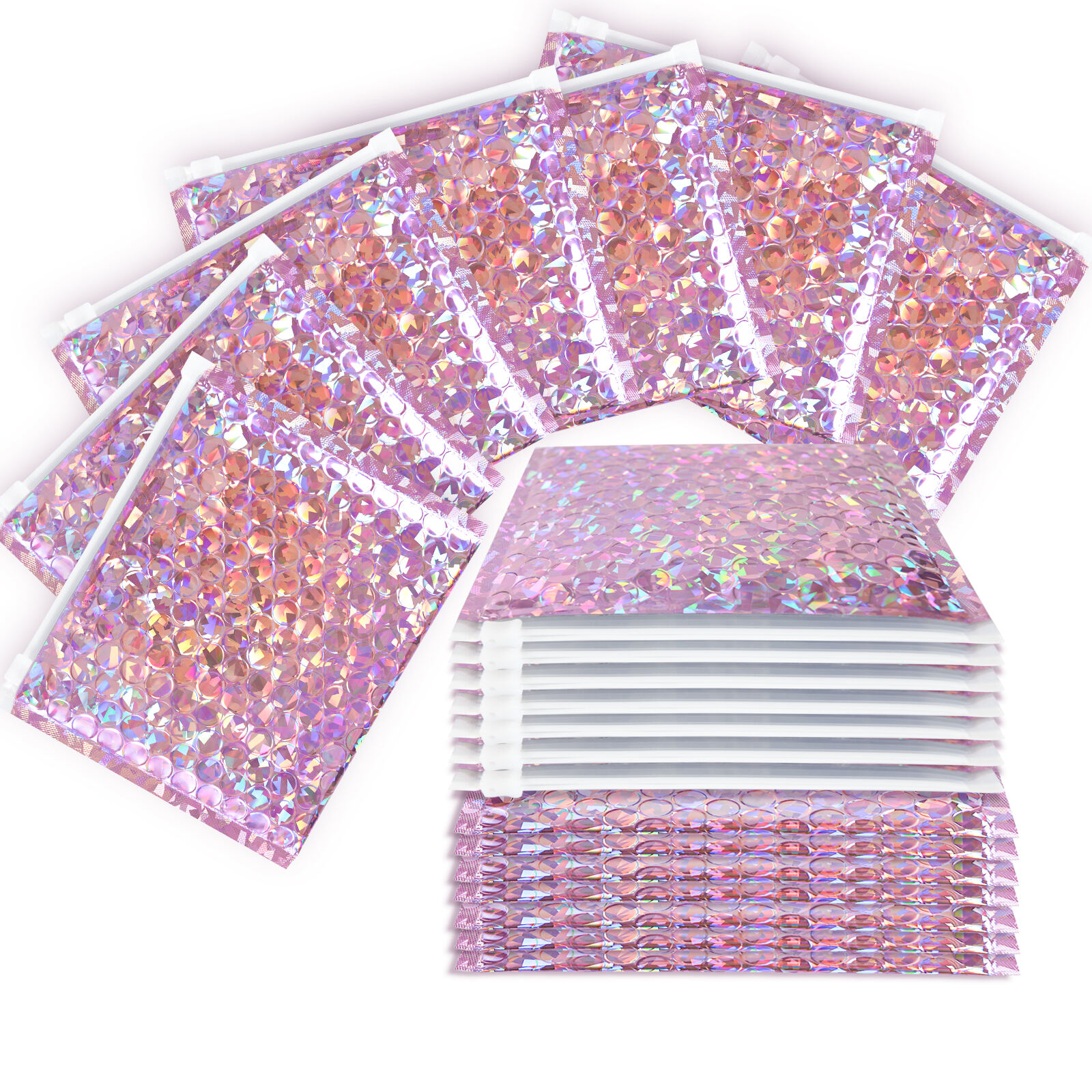 Holographic Pink Bubble Mailer