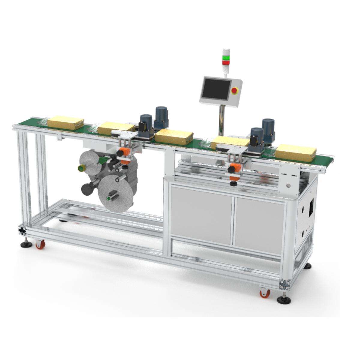 Bottom surface labeling machine