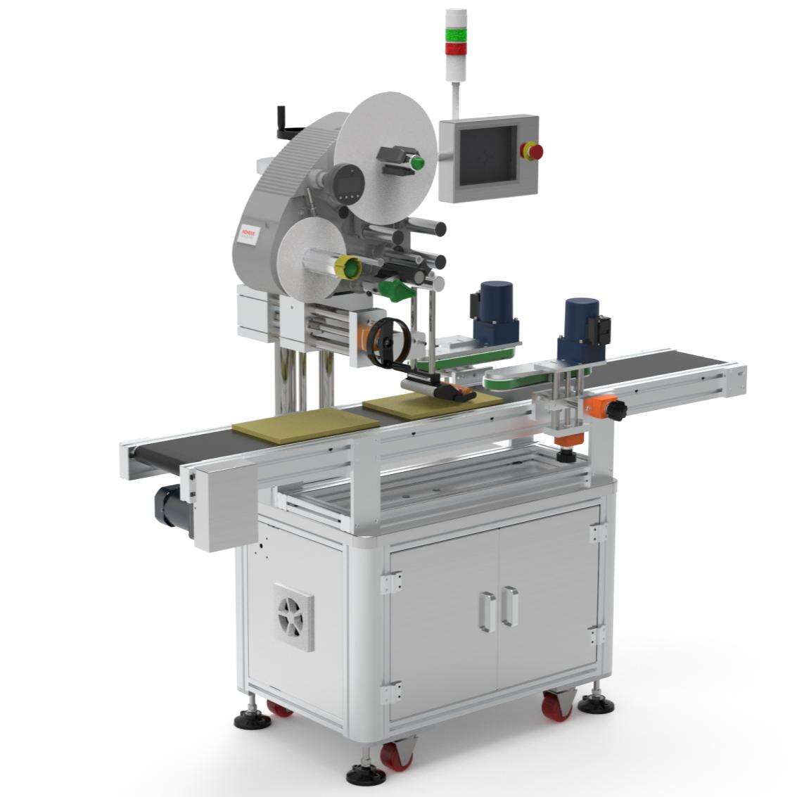 Top surface labeling machine