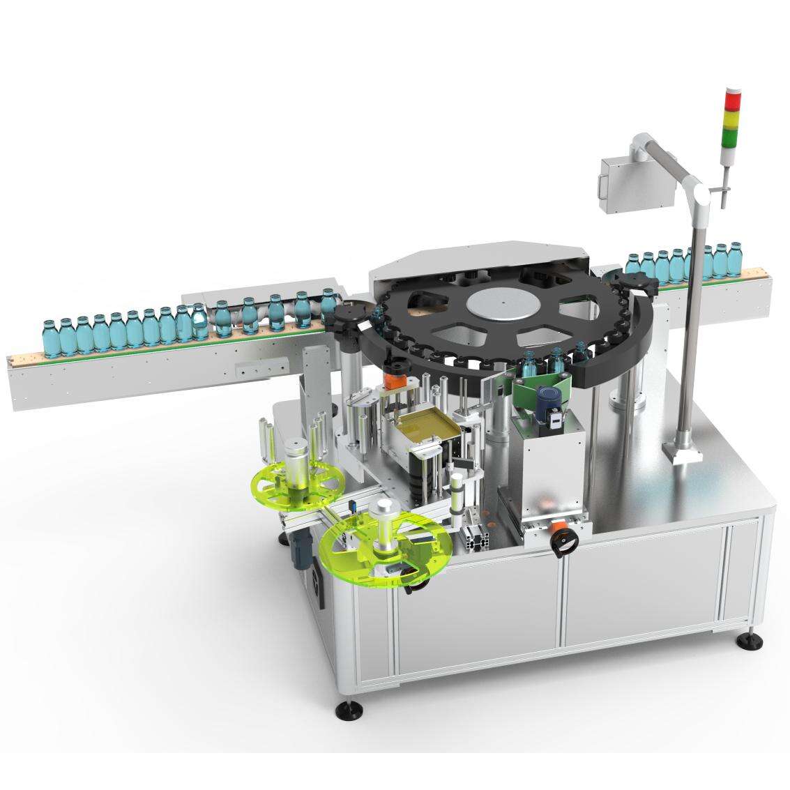 High speed round bottle wrap around labeler