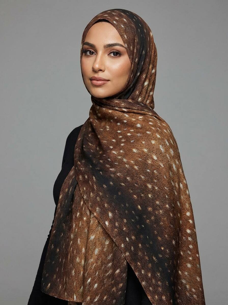 Printed Modal Hijab Animal pattern Fawn print