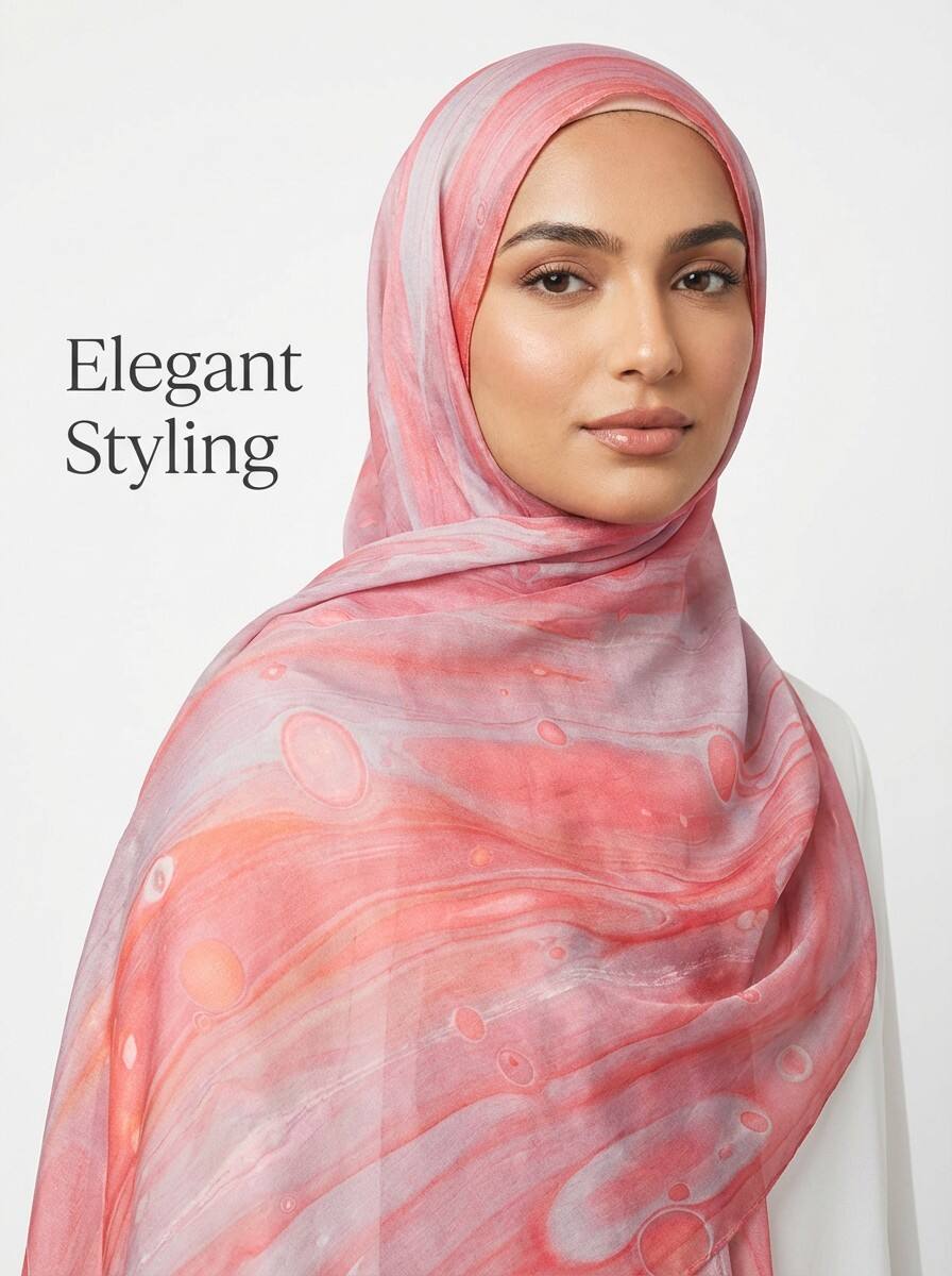 Printed Modal Hijab pink Marble