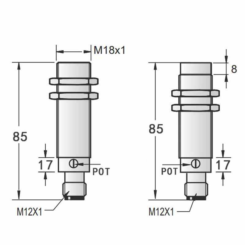 M18 plastic  -M12 capacitive