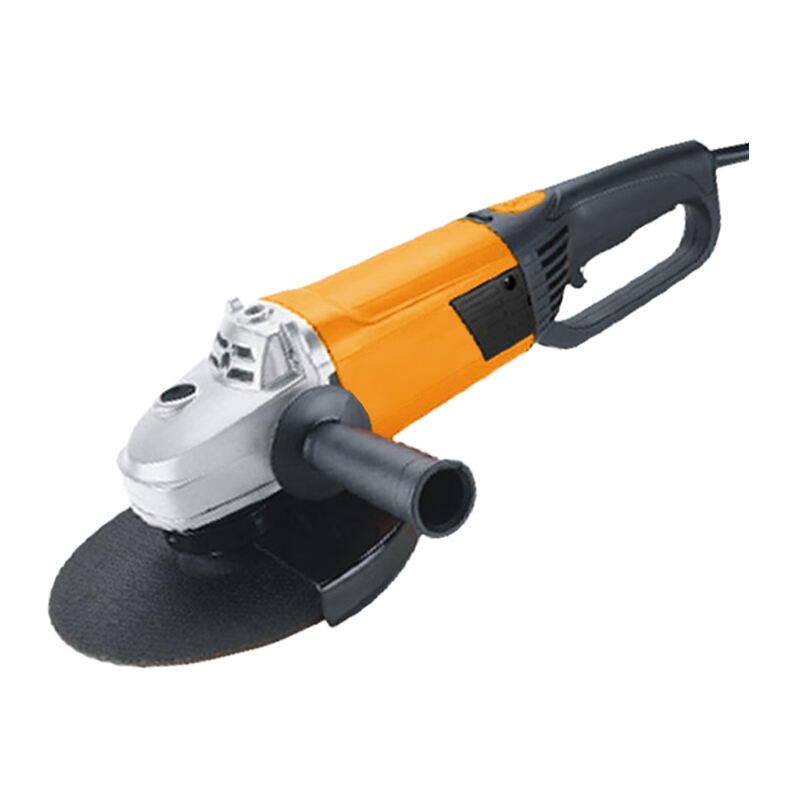 What are the key safety precautions I should take while using an angle grinder?