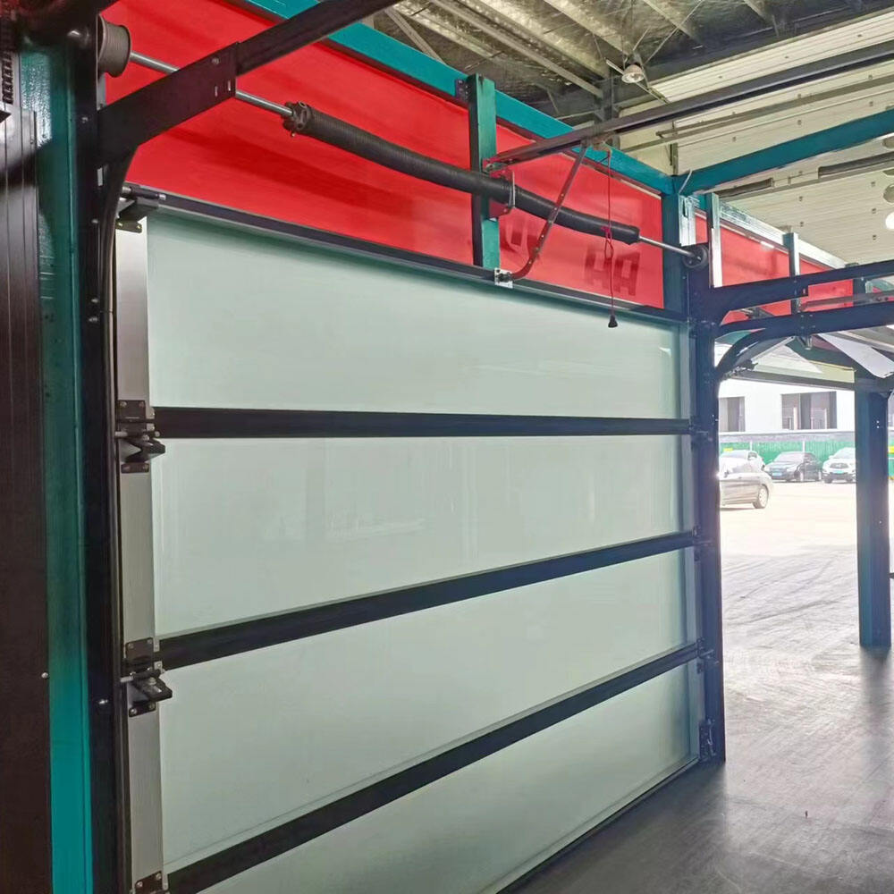 Automatic Electric Rolling Exterior Aluminum Alloy Full View Double Glass Commercial Sectional Garage Door