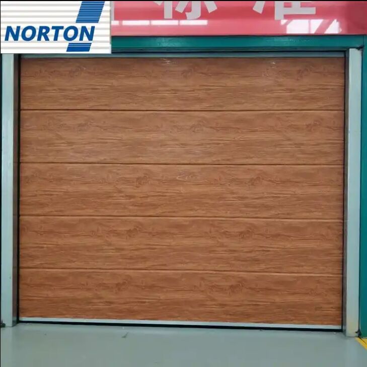 Automatic Control Overhead Wood Looking Stacking Garage Door With Sealing Strip