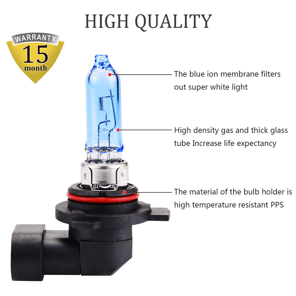HIR2 9012 Headlight Bulbs, Super White Long Life Halogen Lamps