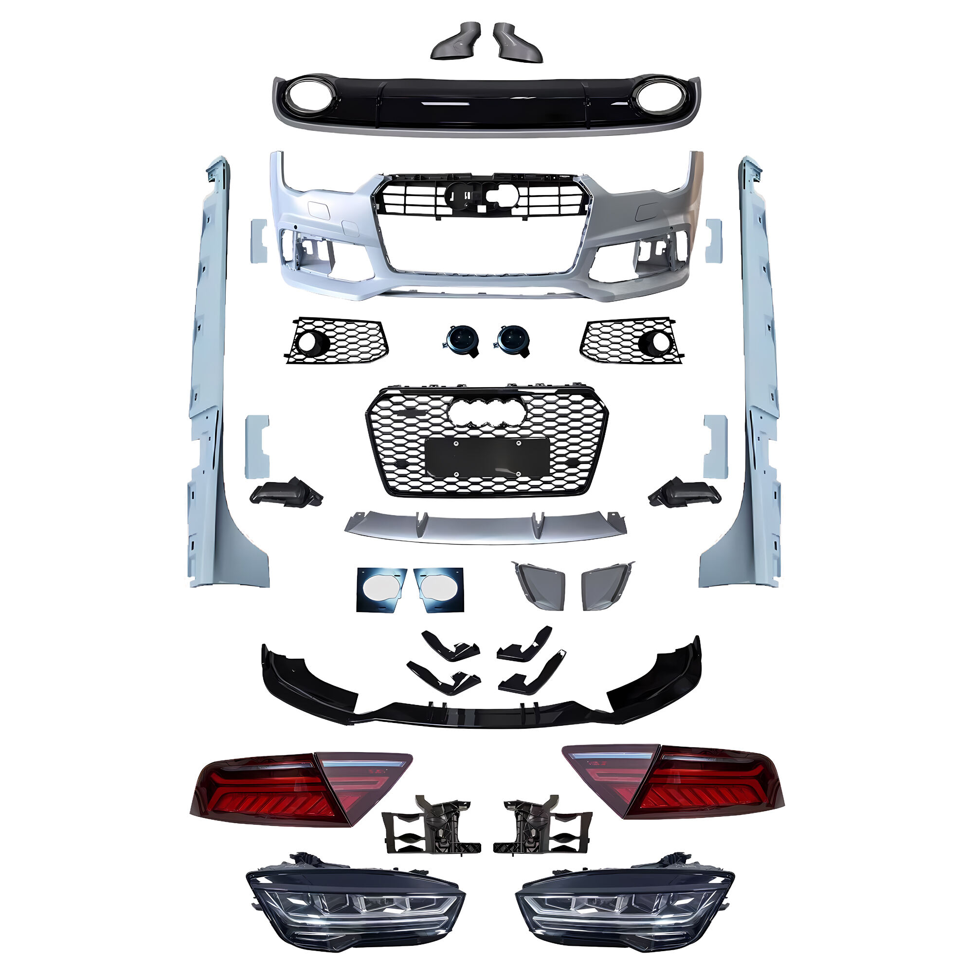 Front Bumper Car Headlight Vehicle Tail Light Car Grille 11-14 Audi A7 Upgraded to 16-18 Audi RS7