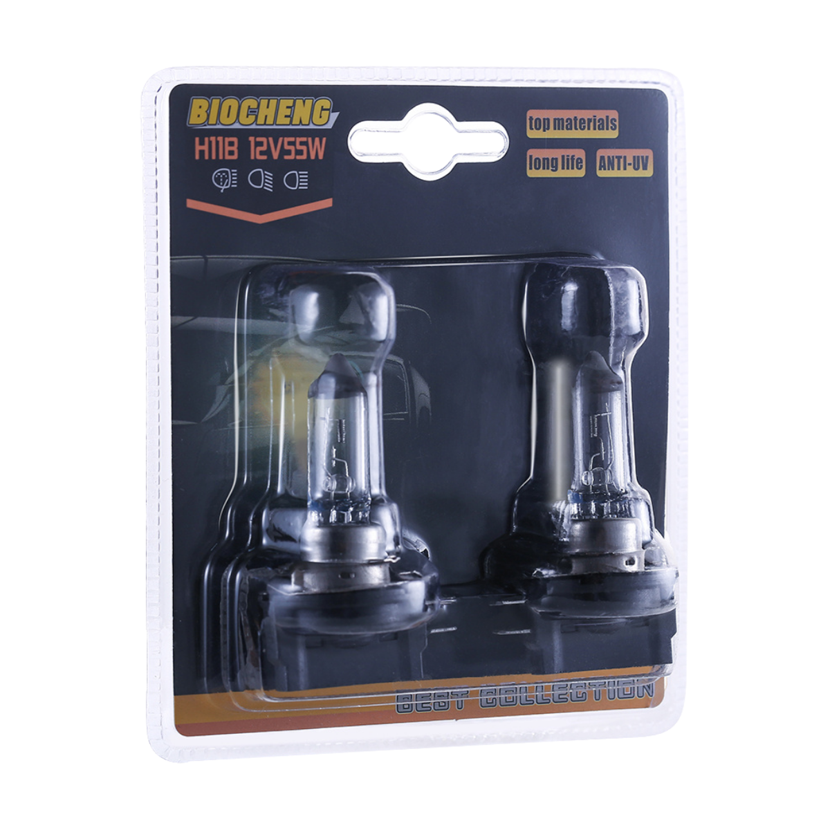 H11B Halogen Headlight Bulbs, Long Life Clear Replacement Lamps