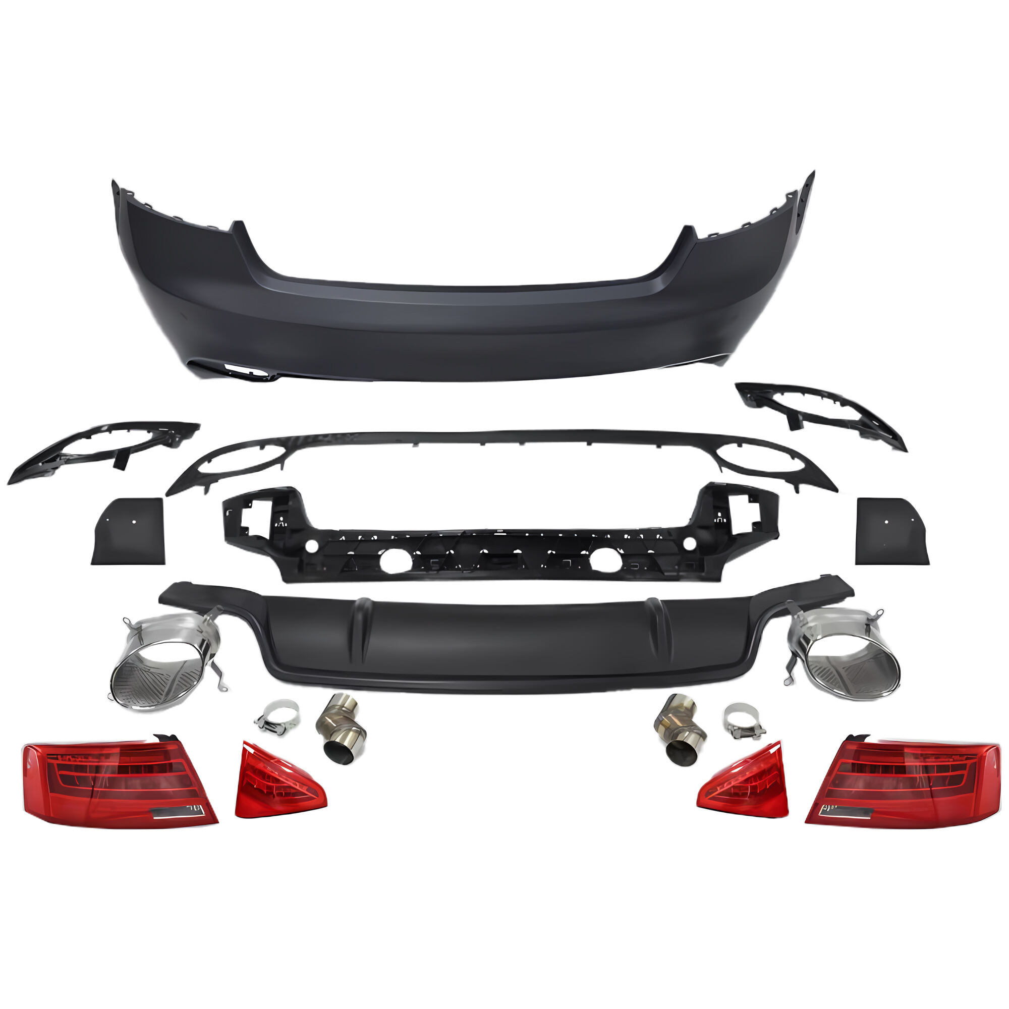 Back Bumper fog lamps Tailpipe Upgraded 08-12 to 13-16 Audi RS5 Sedan