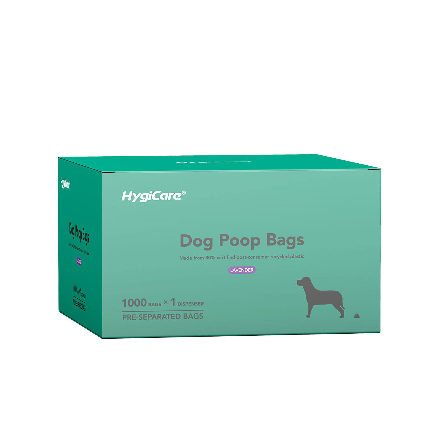 HygiCare Dog Poop Waste Bags with Dispenser, Lavender Scent, Extra Thick, Super Strong, 100% Leakproof, Easy to Use, Eco-friendly Material, 1000ct