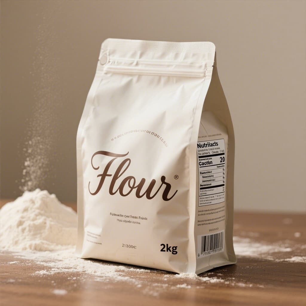 Premium 2kg All-Purpose Flour in Resealable Stand-Up Pouch with Nutrition Label