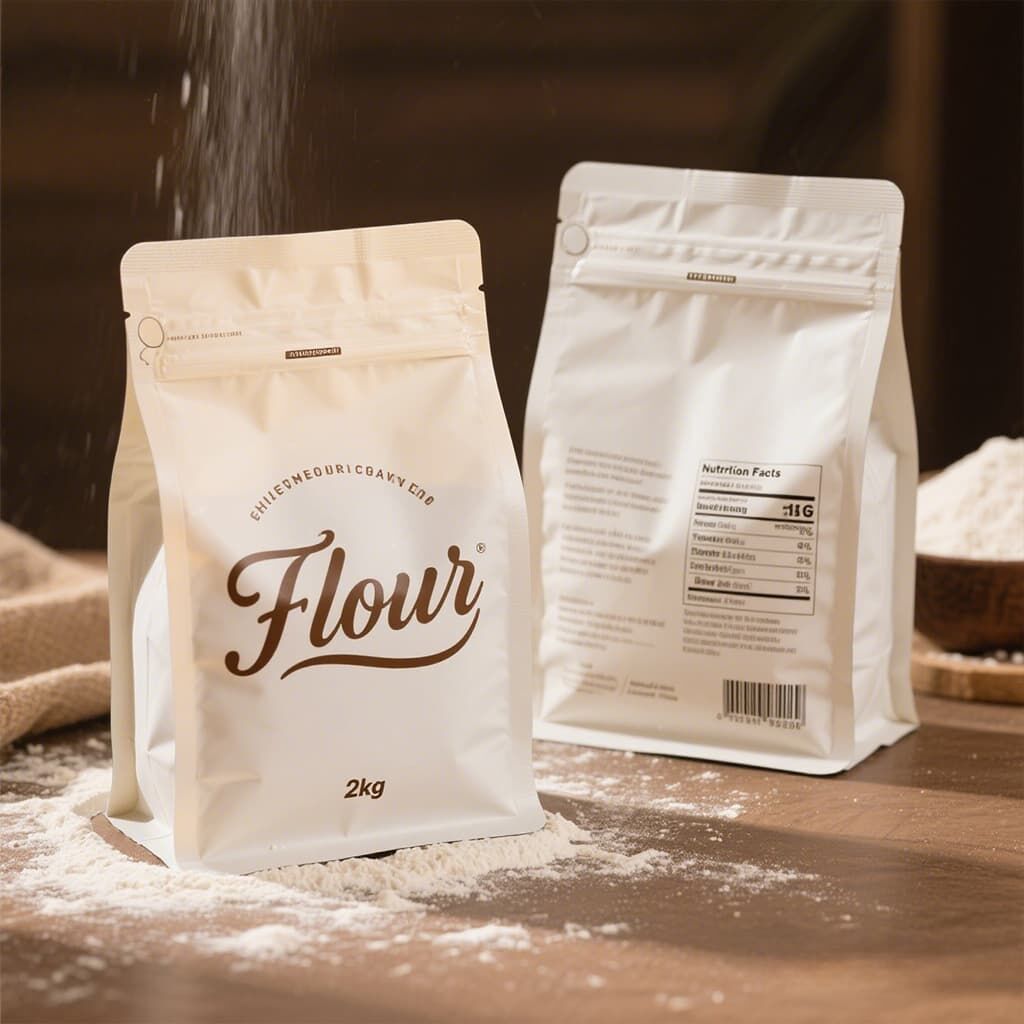 Premium 2kg All-Purpose Flour in Resealable Stand-Up Pouch with Nutrition Label