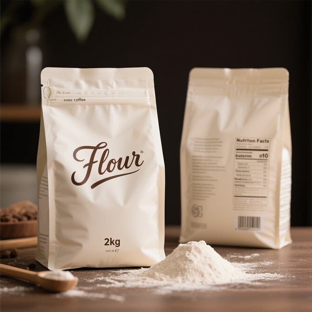 Premium 2kg All-Purpose Flour in Resealable Stand-Up Pouch with Nutrition Label