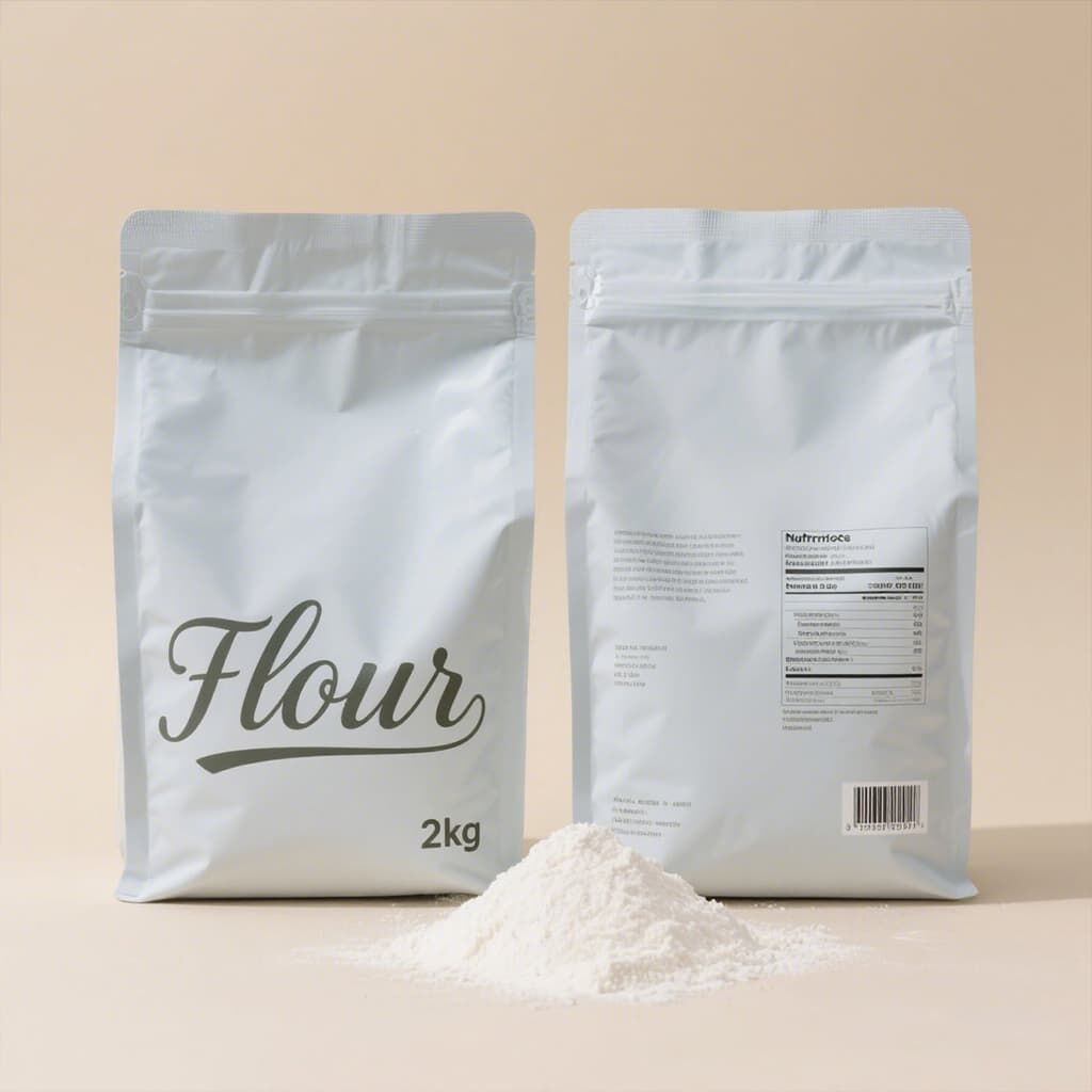 Premium 2kg All-Purpose Flour in Resealable Stand-Up Pouch with Nutrition Label