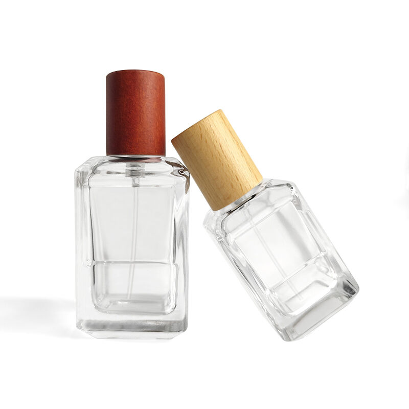 30ml 50ml wholesale factory design Luxury square natural spray crystal perfume bottle with pump cover