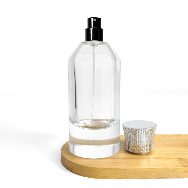 Luxury empty 100ml round perfume glass bottle pump spray fine mist spray perfume bottle with box