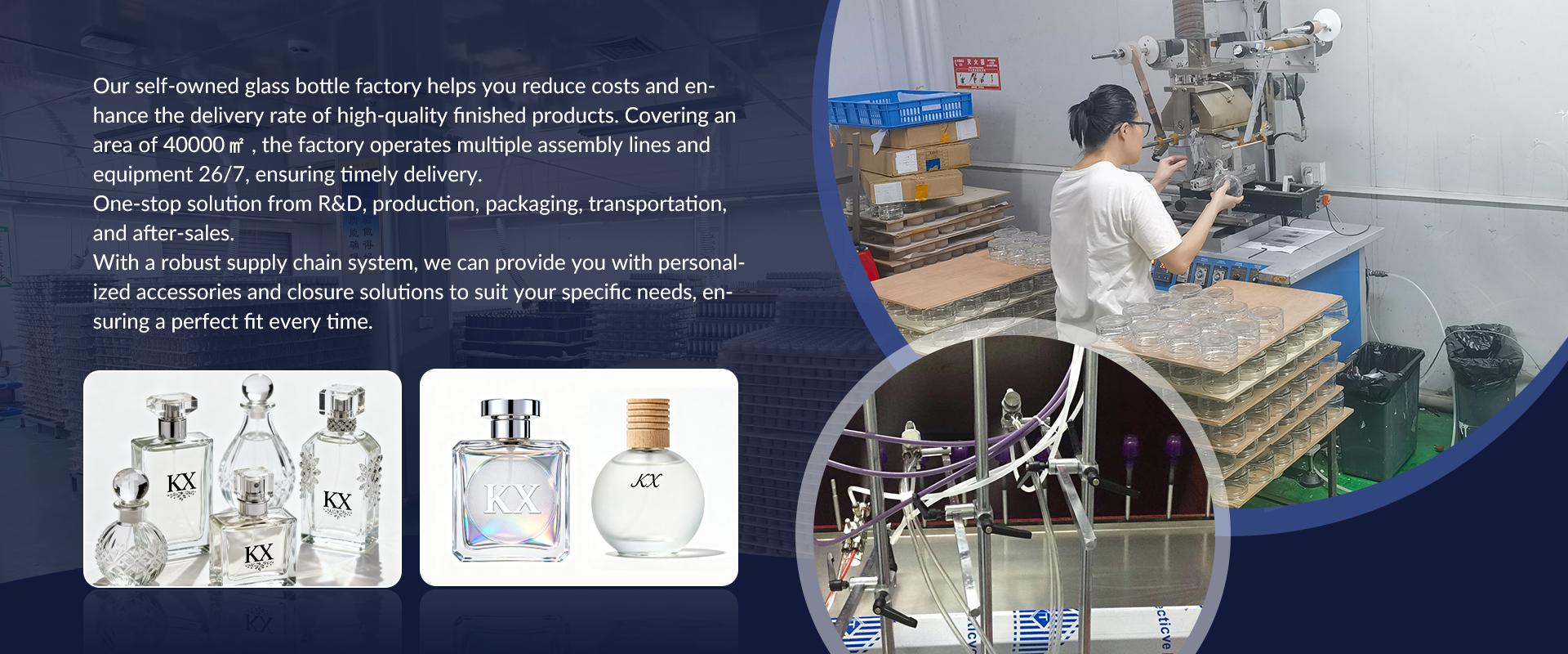 In-house glass bottle factory of Kuaixun Packaging, offering one-stop solutions from R&D to after-sales.