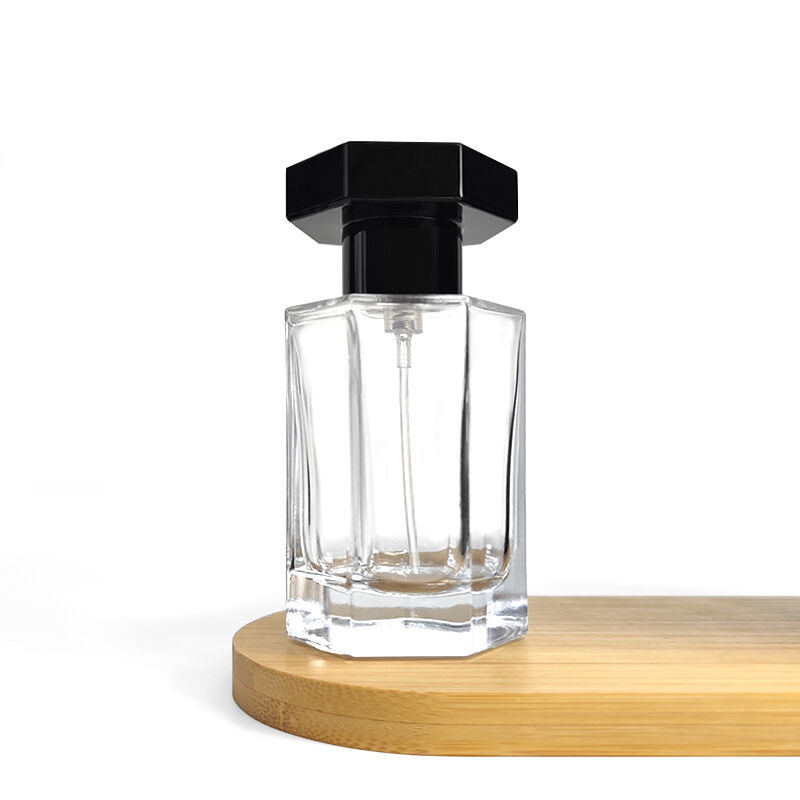 50ml 100ml bayonet six sided perfume bottle transparent flat spray bottle cosmetics screen printing surface empty filling