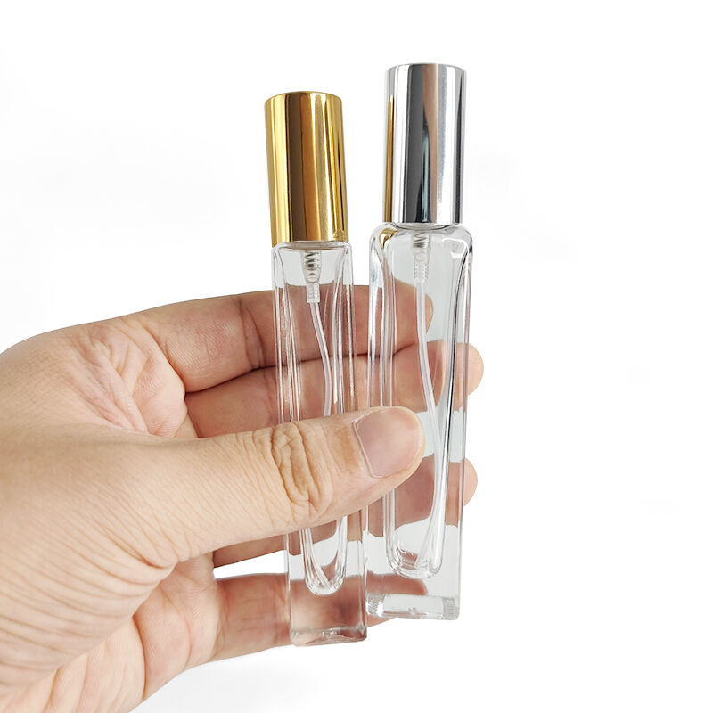 High quality 15ml empty square spray perfume bottle Custom design Luxury transparent glass rectangular perfume bottle