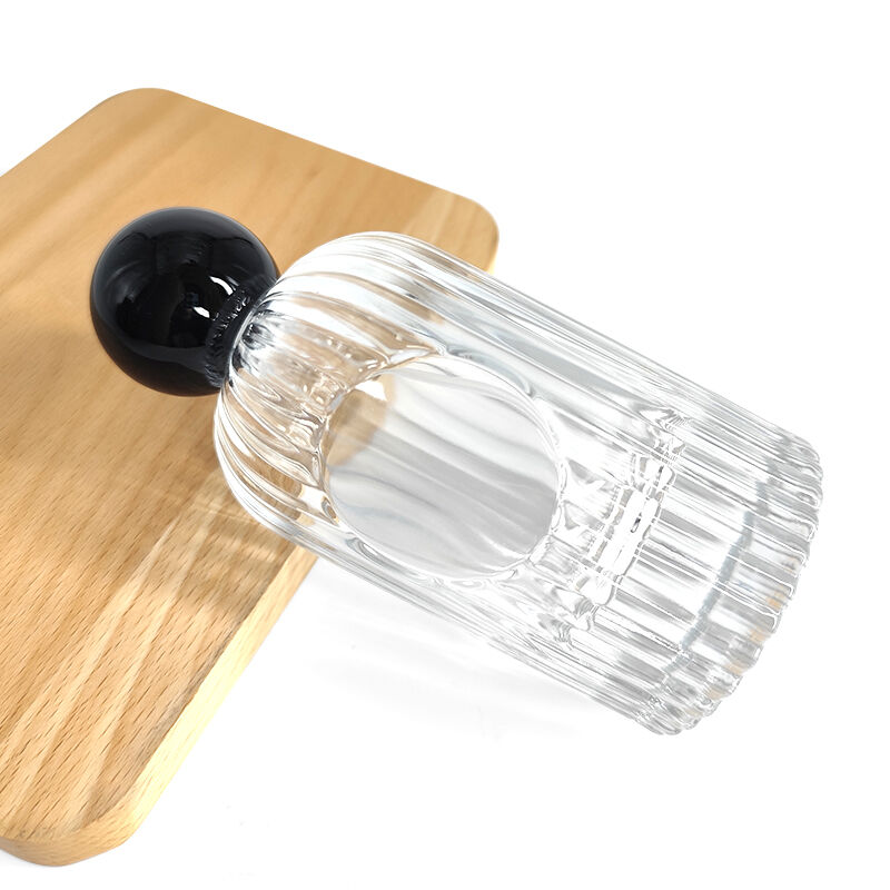 100 ml glass bottle striped perfume bottle luxury glass atomizer perfume spray pump spray high quality