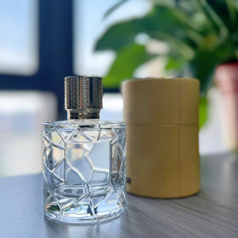 clear glass perfume bottle