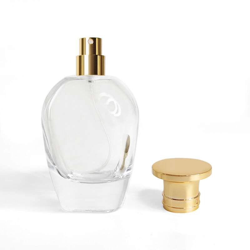 New stock empty women thick bottom perfume bottle 100ml flat round curly glass luxury perfume atomizer with perfume cover