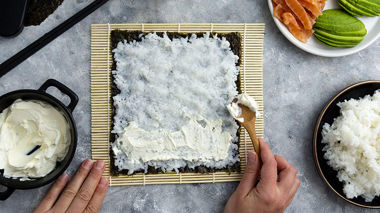 The use of seaweed in sushi making