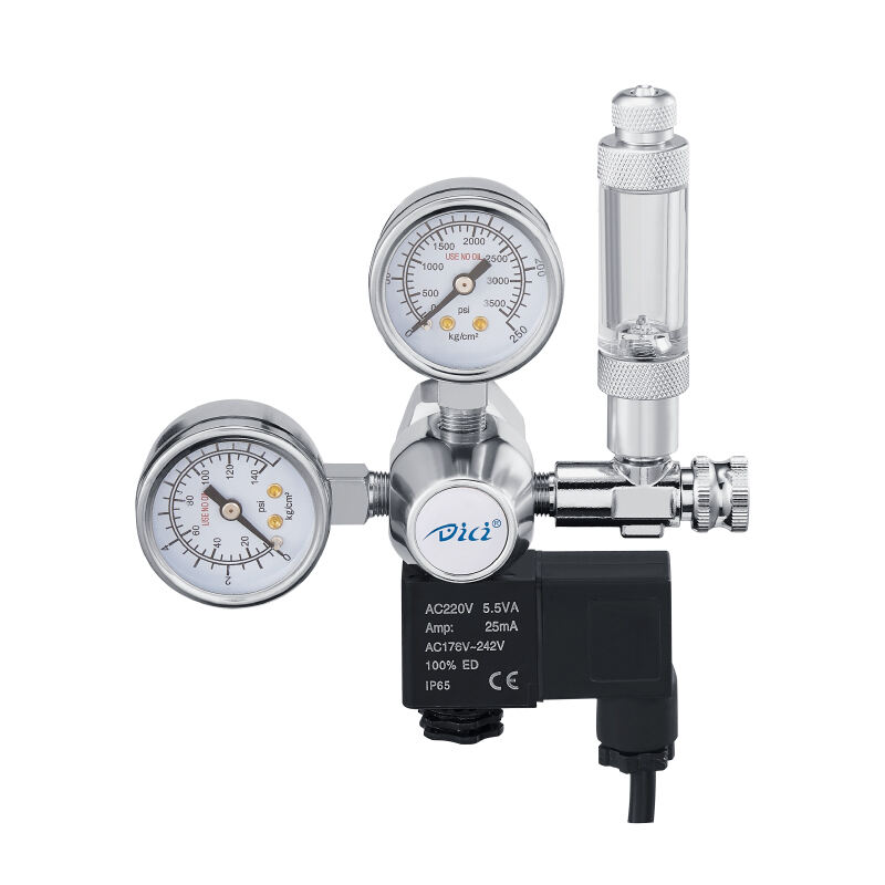 Plant Aquarium CO2 Regulator Dual Gauge with Solenoid and Bubble counter