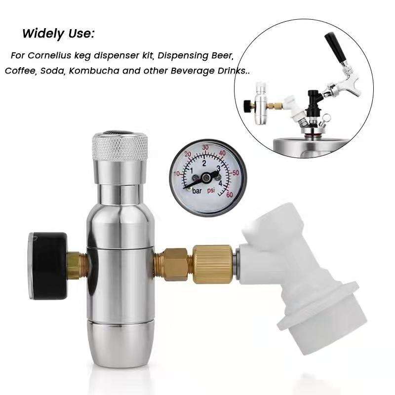Mini Keg Regulator Adapter Quick Disconnect CO2 Dispenser for Home Brewing Ball Lock & Beer Keg Charger Pressure Regulators